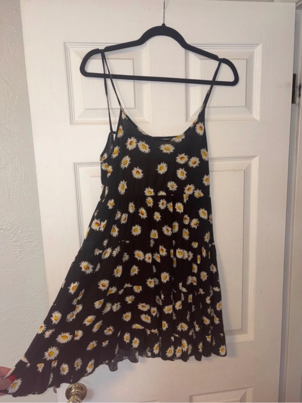 Source Unknown Black Daisy Print Mini Sundress